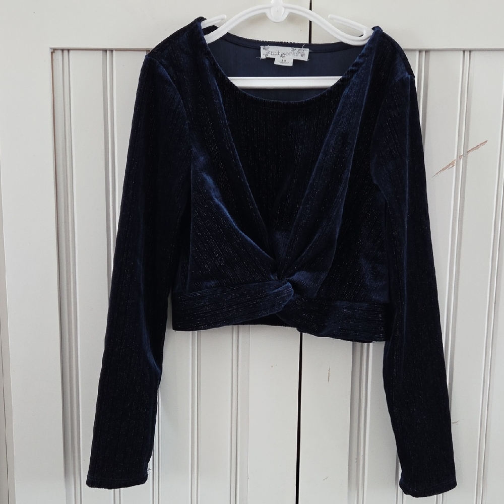 Knitworks Girls Velvet Glitter Top Size 10